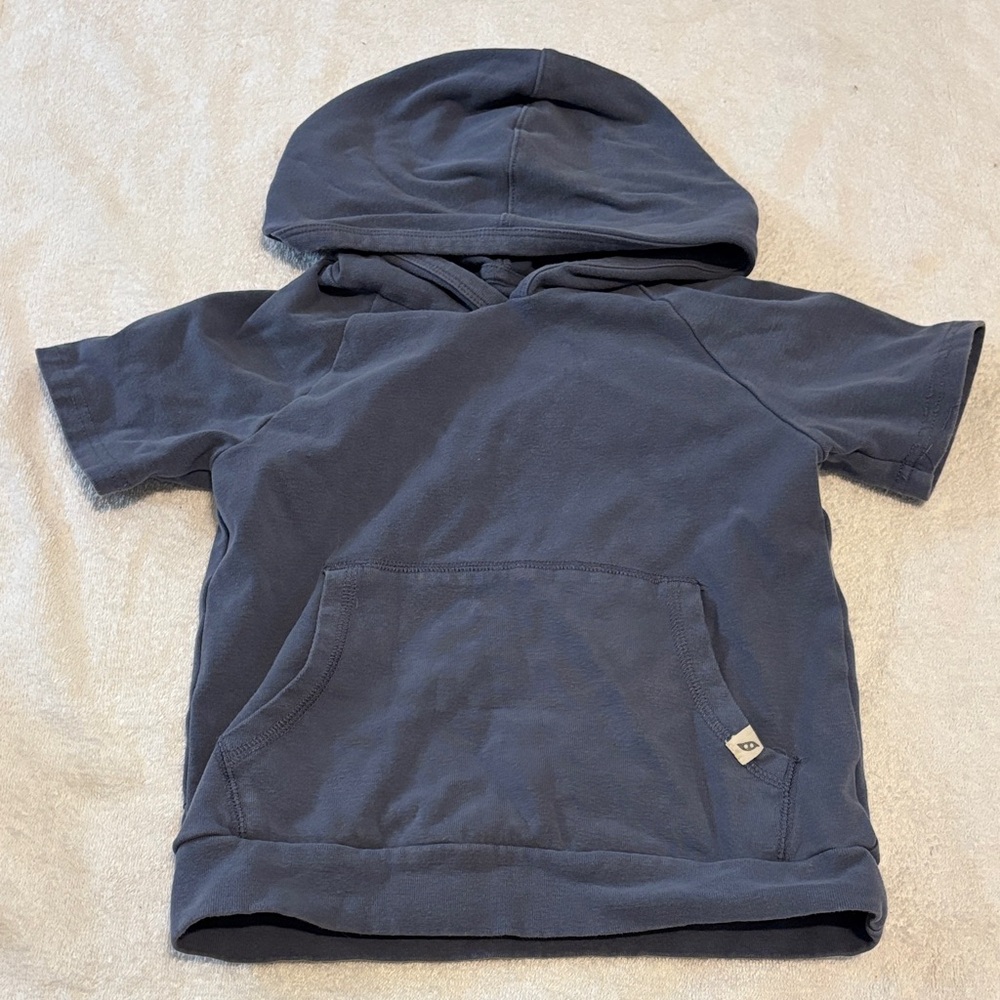 Short-Sleeve Kids Hoodie in Dark Blue